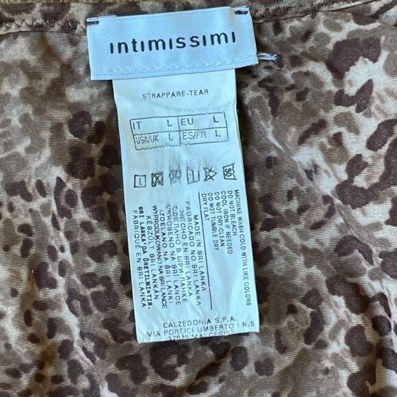 Intimissimi Slip Nightgown Size Large Brown Leopard Print Stretch Dress - Picture 5 of 5